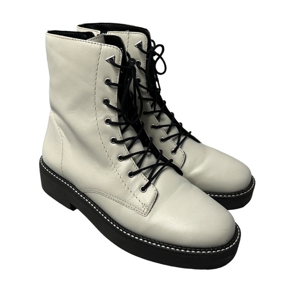 SCHUTZ McKenzie Lace Up Combat Boots Pearl White Women's Size 10B - Picture 2 of 16